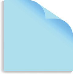 Blue blank sticky note paper with curled corner vector illustration