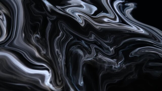 Marble moving structure in white on a black background. Luxurious black and white marble background texture. A slow motion Marble stone texture.