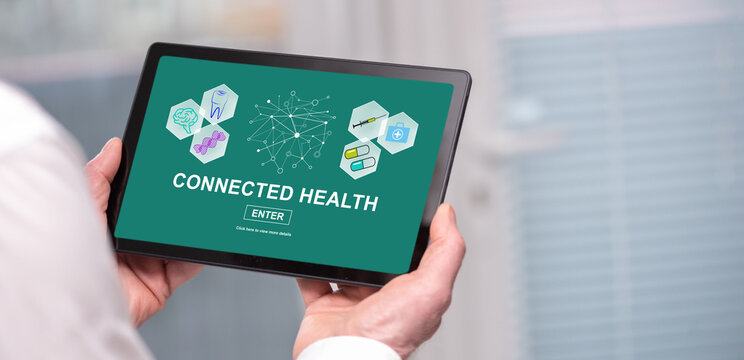 Connected health concept on a tablet