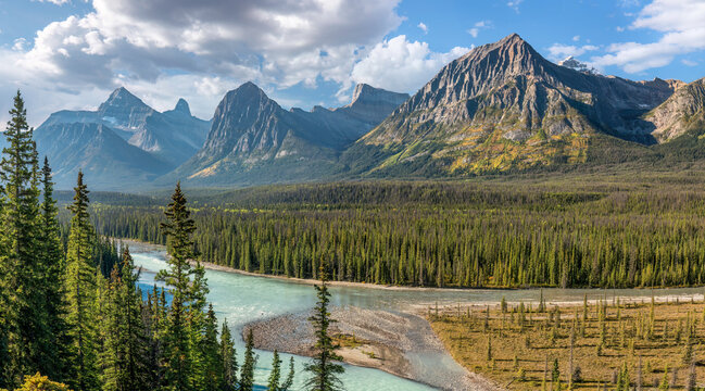 Goats and Glaciers Lookout in autumn on the Icefields Parkway - Jasper National Park	