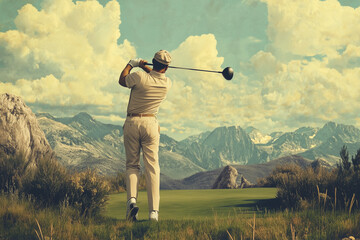 Golf player in the field 