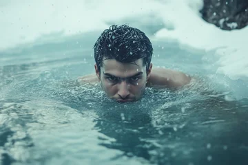 Attractive handsome man getting an ultra cold bath  © ajr_images