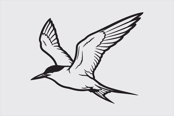 Flying bird line art vector design