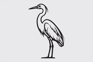 Obraz premium Heron bird line art vector design