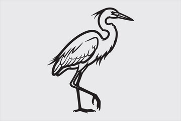 Heron bird line art vector design