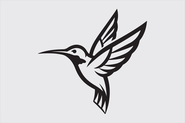 herming bird line art vector design