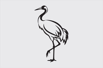 heron bird line art vector design
