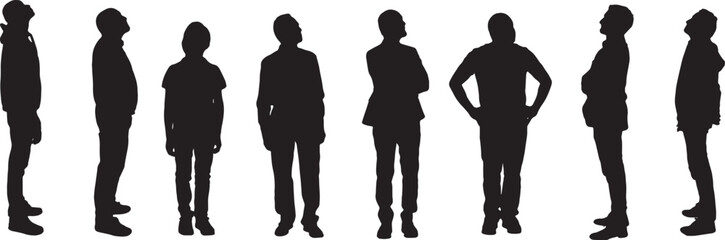 vector,group of men standing and looking up