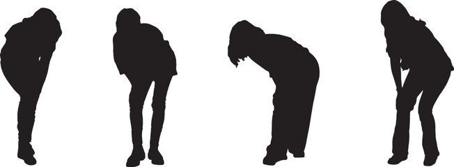vector,silhouette of a group of women knee pain