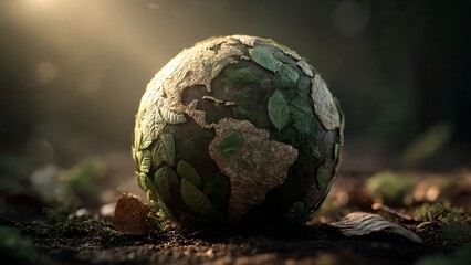 Earth made of leaves concept illustration