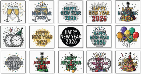 New Year Party Elements and Typography