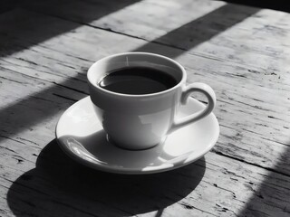Monochrome Coffee Still Life with Dramatic Lighting