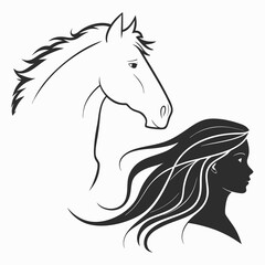 Horse Head and Woman Silhouette