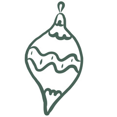 Christmas Decoration. Line Art Illustration.