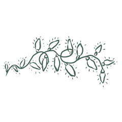 Christmas Garland. Line Art Illustration.