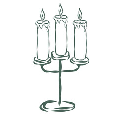 Candle on the white Background. Line Art Illustration.