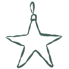 Star Christmas Decoration. Line Art Illustration.