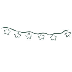 Christmas Decoration with Stars. Line Art Illustration.