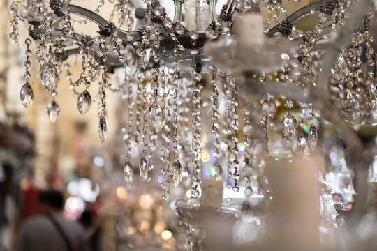 Reflections through a chandelier in Mexico City.