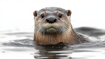  otter in the water, against a transparent background, 