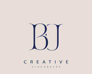 Sophisticated and stylish letter logo design featuring the combination of the letters B and U in dark blue color scheme perfect for branding stationery website headers or social media graphics