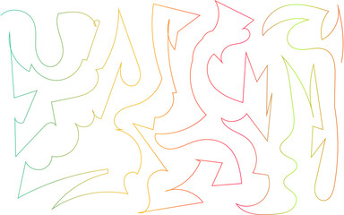 Abstract Graffiti Art Lines Vector Background Colorful outline shapes with a bright gradient on a grey backdrop, suitable for modern design.