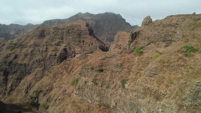 CAPE VERDE - 9.4.2025 - Wonderful aerial footage passing through peaks of the Serra Malagueta mountain range of Cape Verde.