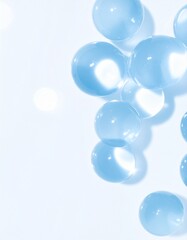 Fototapeta premium 白背景に浮かぶ透明の水滴。ぷるぷると弾むようなフォルム ジェネレーティブAI