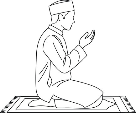 praying muslim man black and white clip art preview