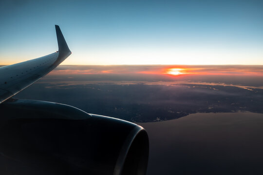 Aerial views from an airplane while flying