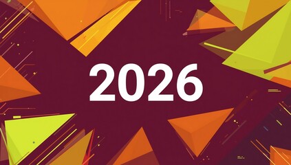 Year future trend forecast background design with geometric shapes for new year 2026 concept
