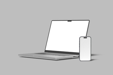 Laptop Phone Screen Blank Mockup	