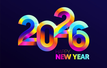 New year 2026. Festive 3D numbers on bright background. Holiday numbering design.