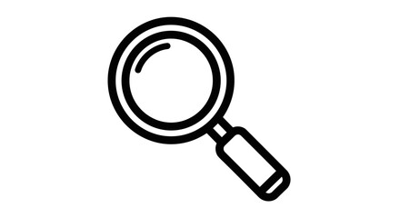 Magnifying glass search icon in black line art style.