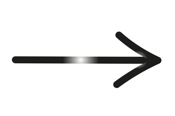 Flèche noire lumineuse vers la droite – Symbole directionnel moderne sur fond transparent