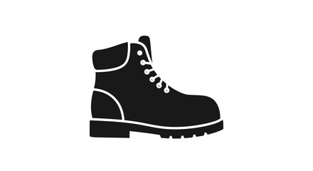Simple black work boot icon isolated on a white background.