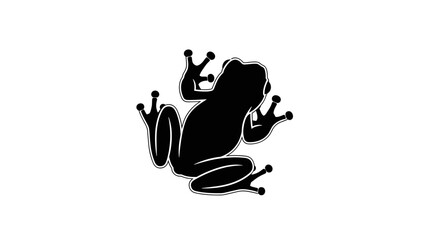 Simple black silhouette of a tree frog viewed from above.