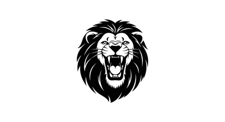 Roaring Lion Head Logo Design Black and White.