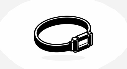 Black and White Hose Clamp Illustration on White Background.