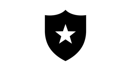 Fototapeta premium Black shield icon with a white star symbol of protection.