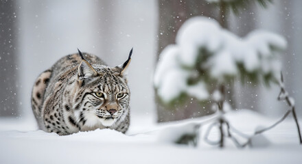 Snowbound Hunt – Lynx in Blizzard
