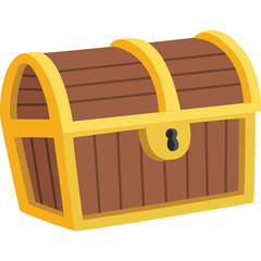 Wooden Treasure Chest With Golden Trim And Lock On A Transparent Background