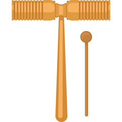 Wooden Percussion Instrument Claves with Mallet Isolated on White Background for Music Education and Performance