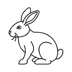 Fototapeta premium Simple line drawing of a rabbit in profile view sitting down