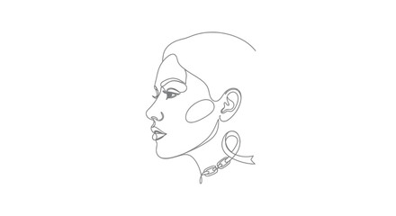 Minimalist line art depicting a woman s face in profile view