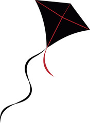 Colorful Flying Kite Illustration with Tail and Structural Frame for Outdoor Fun