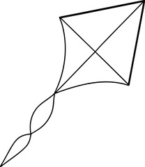 Simple Line Art of Flying Kite with Tail for Recreational Design Use