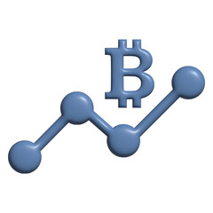 3D graph of Bitcoin growth  without background, isolated