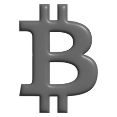 3D gray Bitcoin icon without background, isolated