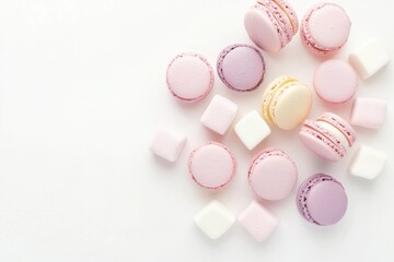 Fototapeta premium Romantic sweet composition in blush and lilac tones isolated on white background.